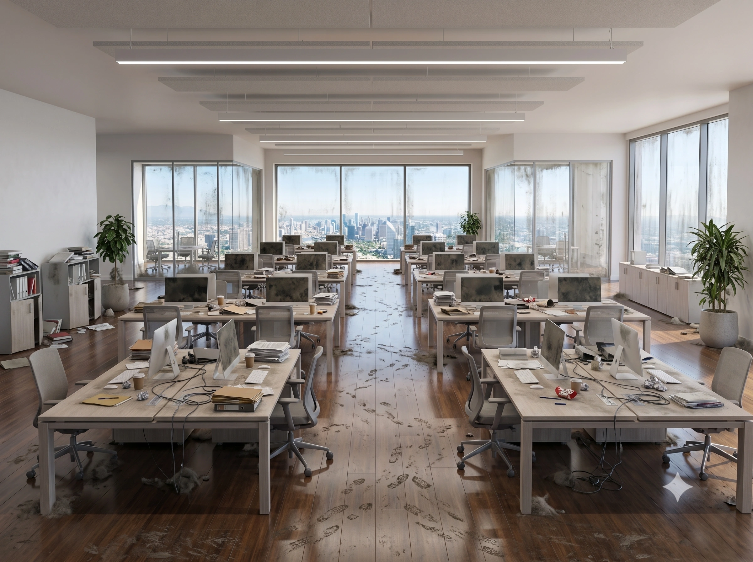 Open space на 20 рабочих мест, вечерняя уборка
